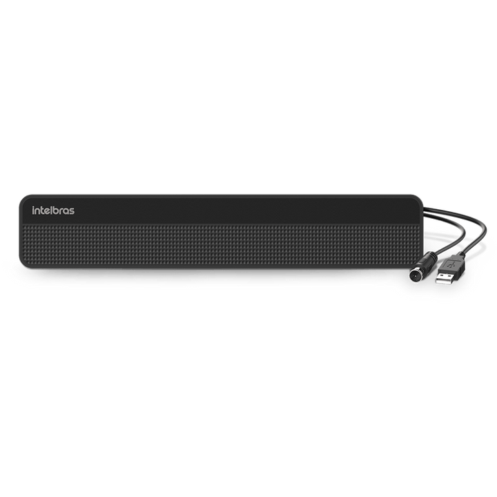 Antena digital interna preta amplificada com alimentacao USB - vista frontal