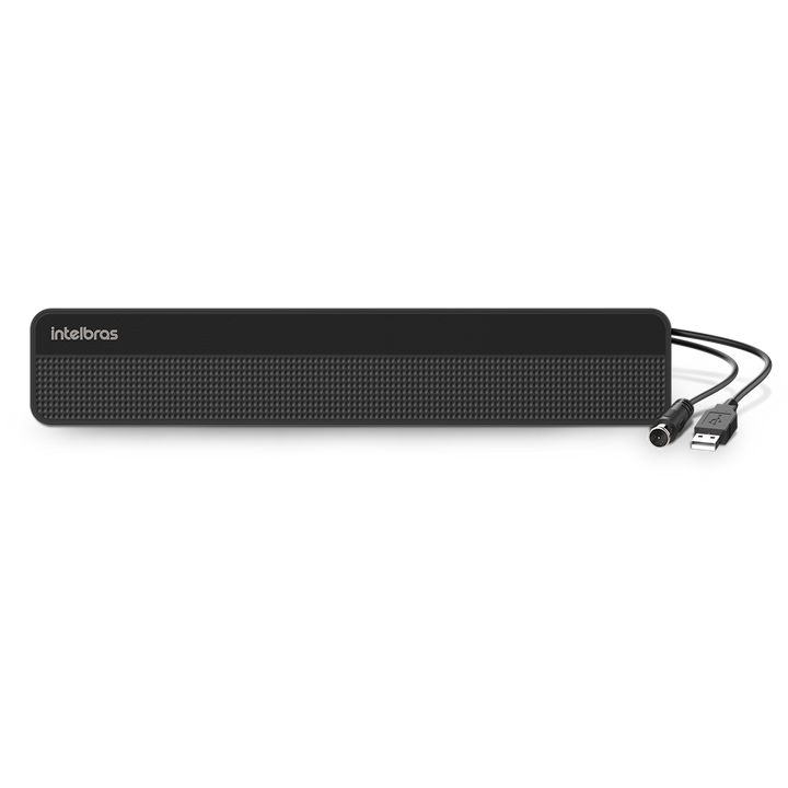 Antena digital interna preta amplificada com cabo USB e cabo coaxial